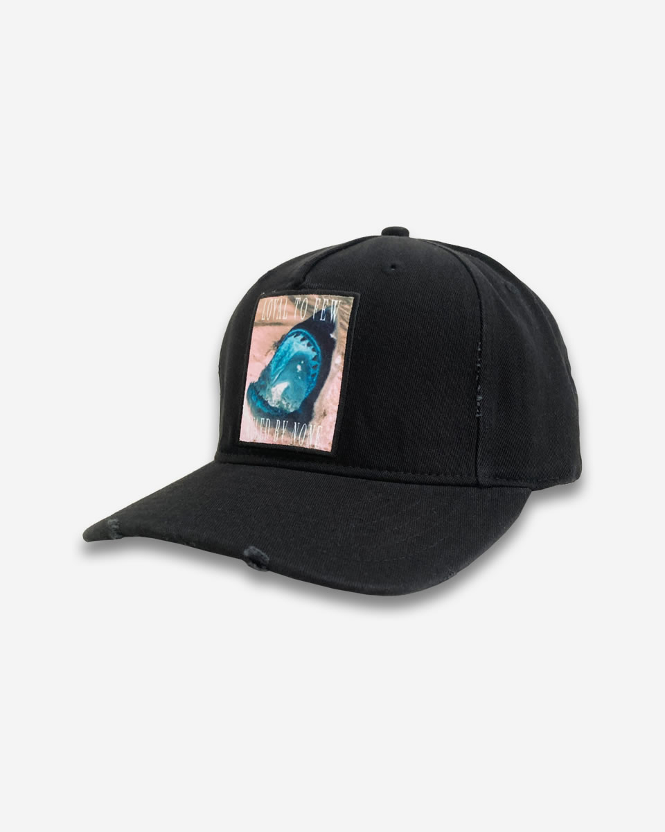 Earlham Techwear Curved Peak Cap - Distressed Black (Sample)