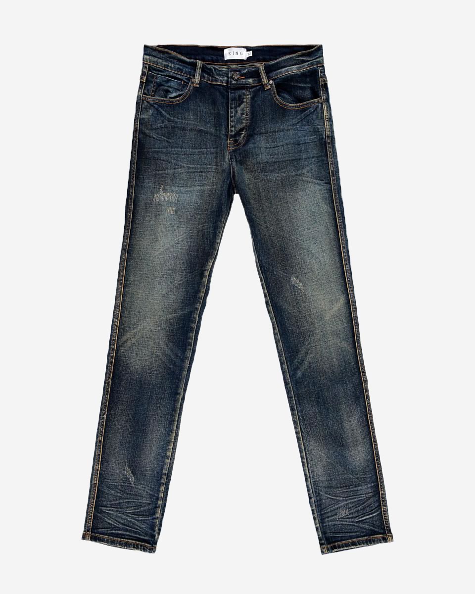 E15 Slim Fit Denim Jeans - Distressed Vintage Wash