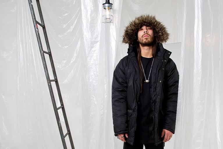 Model wears winter jacket from King Apparel Autumn / Winter 2015 collection