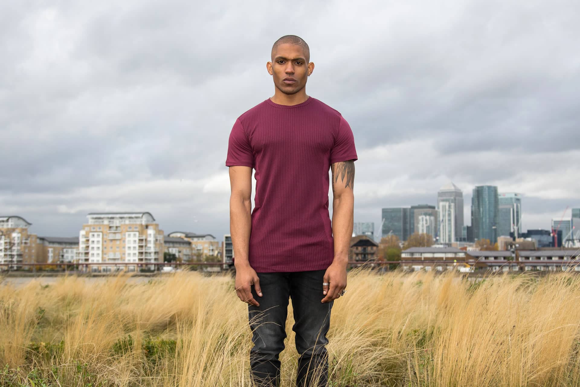 Model wears t-shirt from King Apparel Autumn / Winter 2016 collection