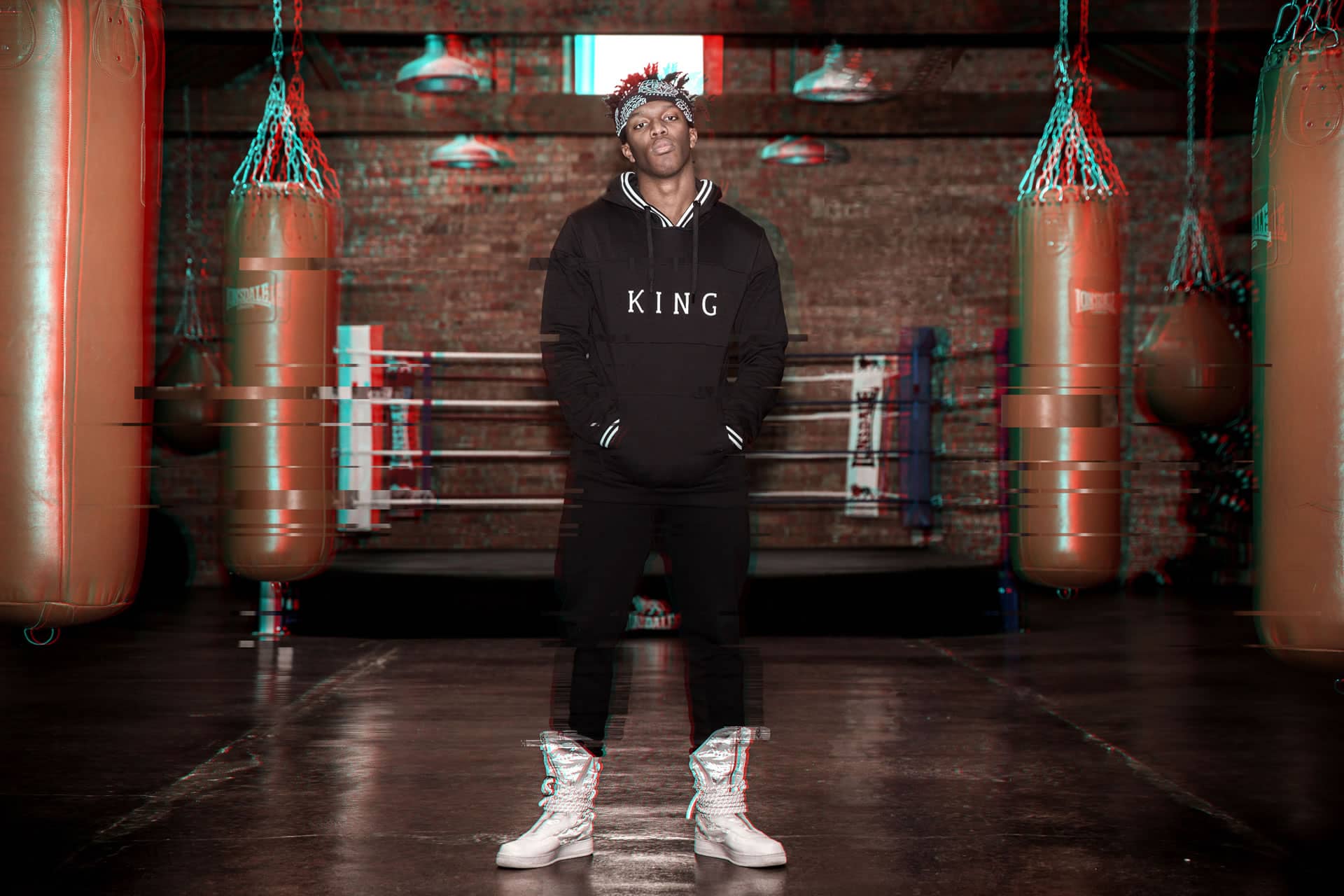 KSI wears tracksuit from King Apparel Spring / Summer 2018 collection