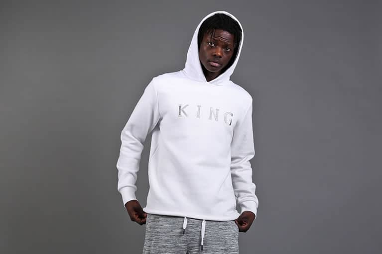 Model wears hoodie from King Apparel Spring / Summer 2016 collection