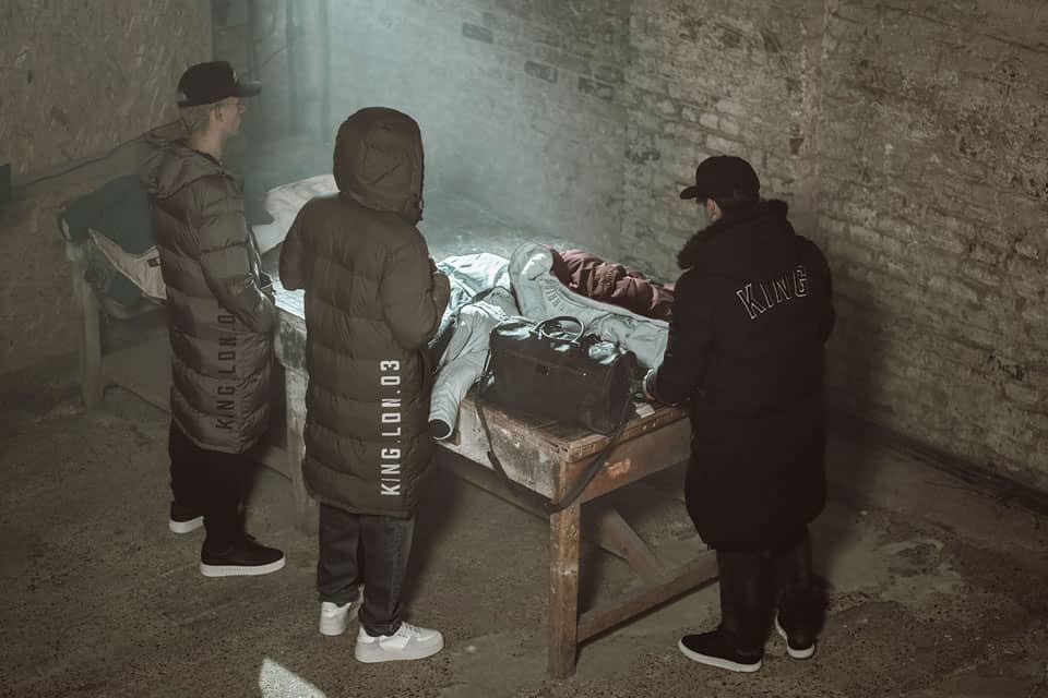 Morrisson and his crew wear King Apparel longline jackets