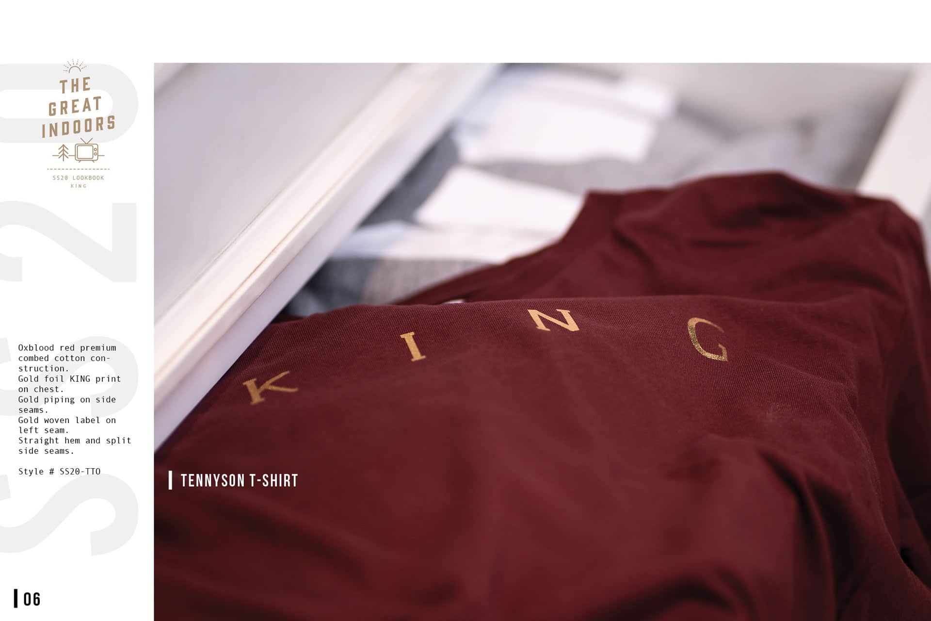 King Apparel Tennyson Gold t-shirt in oxblood red